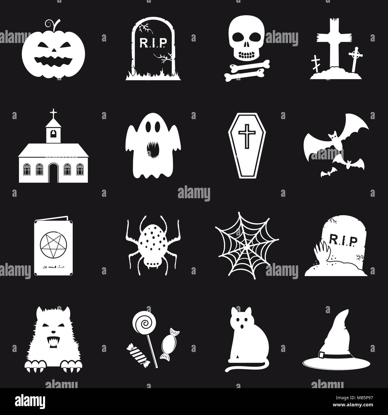 Collection de 16 icônes d'halloween. Vector illustration. Illustration de Vecteur