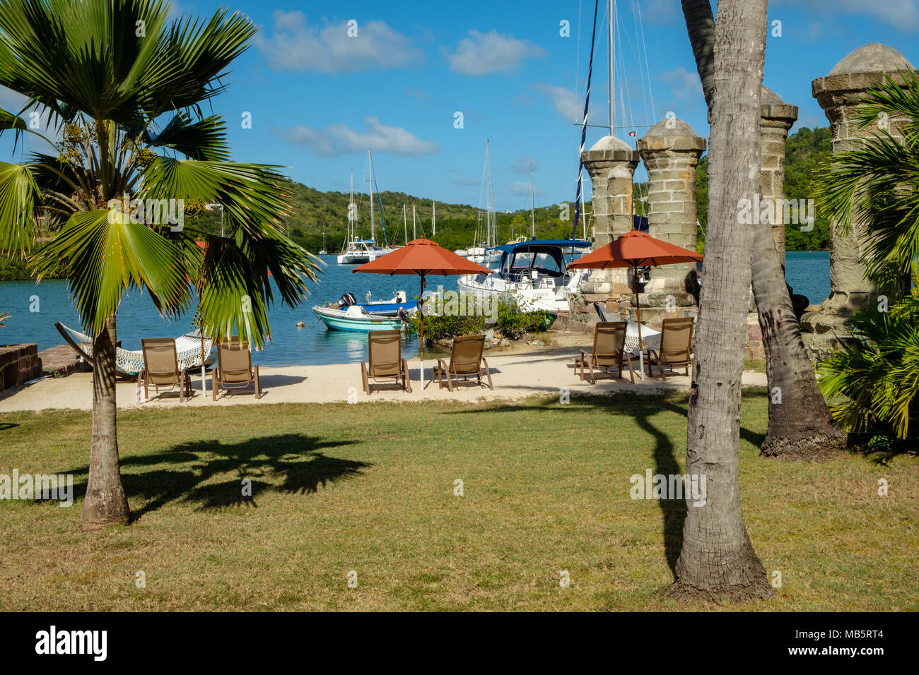 Auberge des amiraux et des piliers Restaurant, Nelson's Dockyard, English Harbour, Antigua Banque D'Images