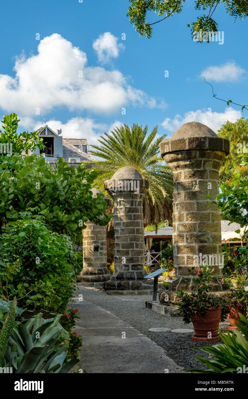 Auberge des amiraux et des piliers Restaurant, Nelson's Dockyard, English Harbour, Antigua Banque D'Images