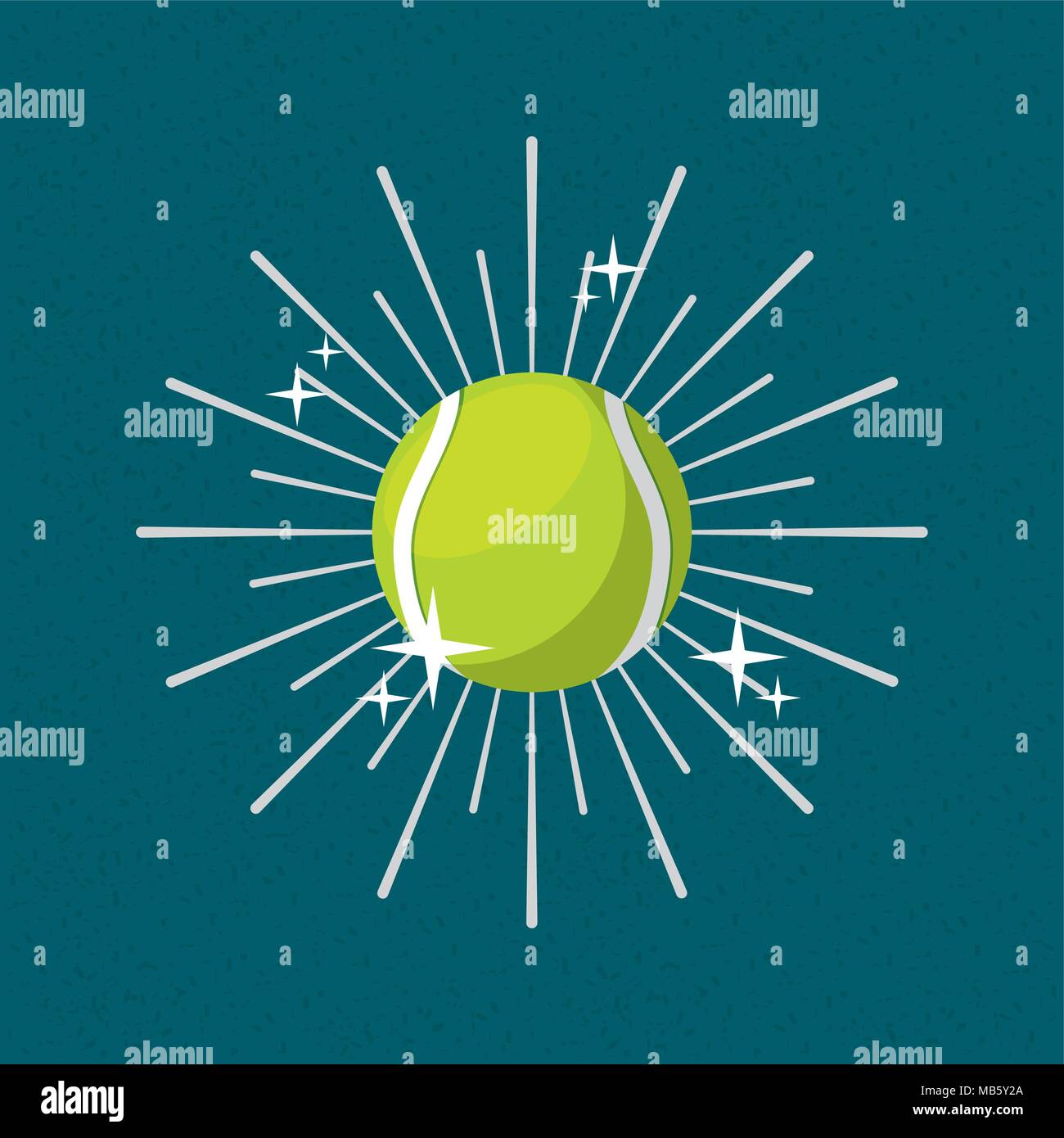 Balle de tennis sport fond couleur sunburst Illustration de Vecteur