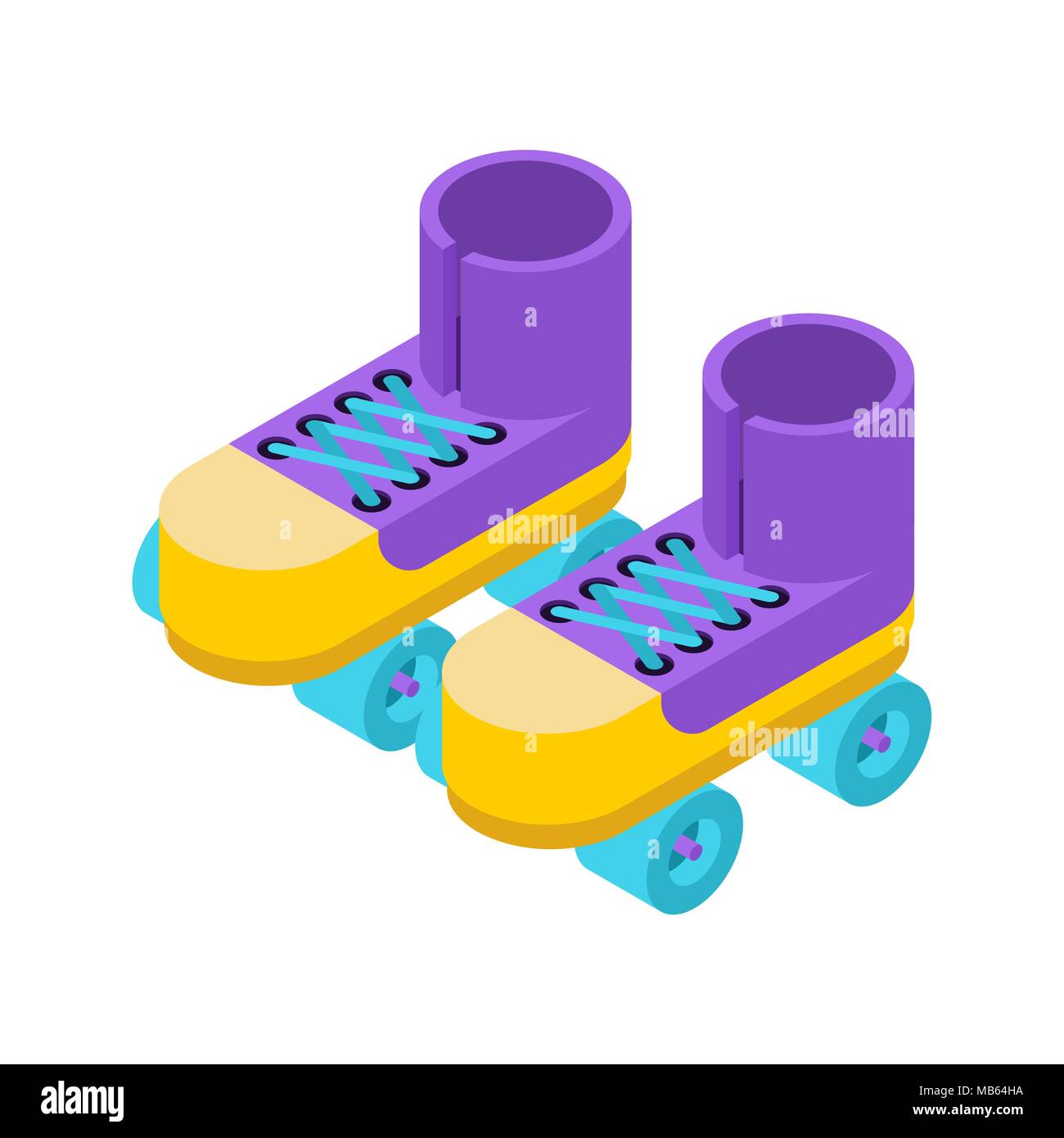 Patins à style isométrique isolés. Chaussures pour rouler sur terrain. Illustration de Vecteur