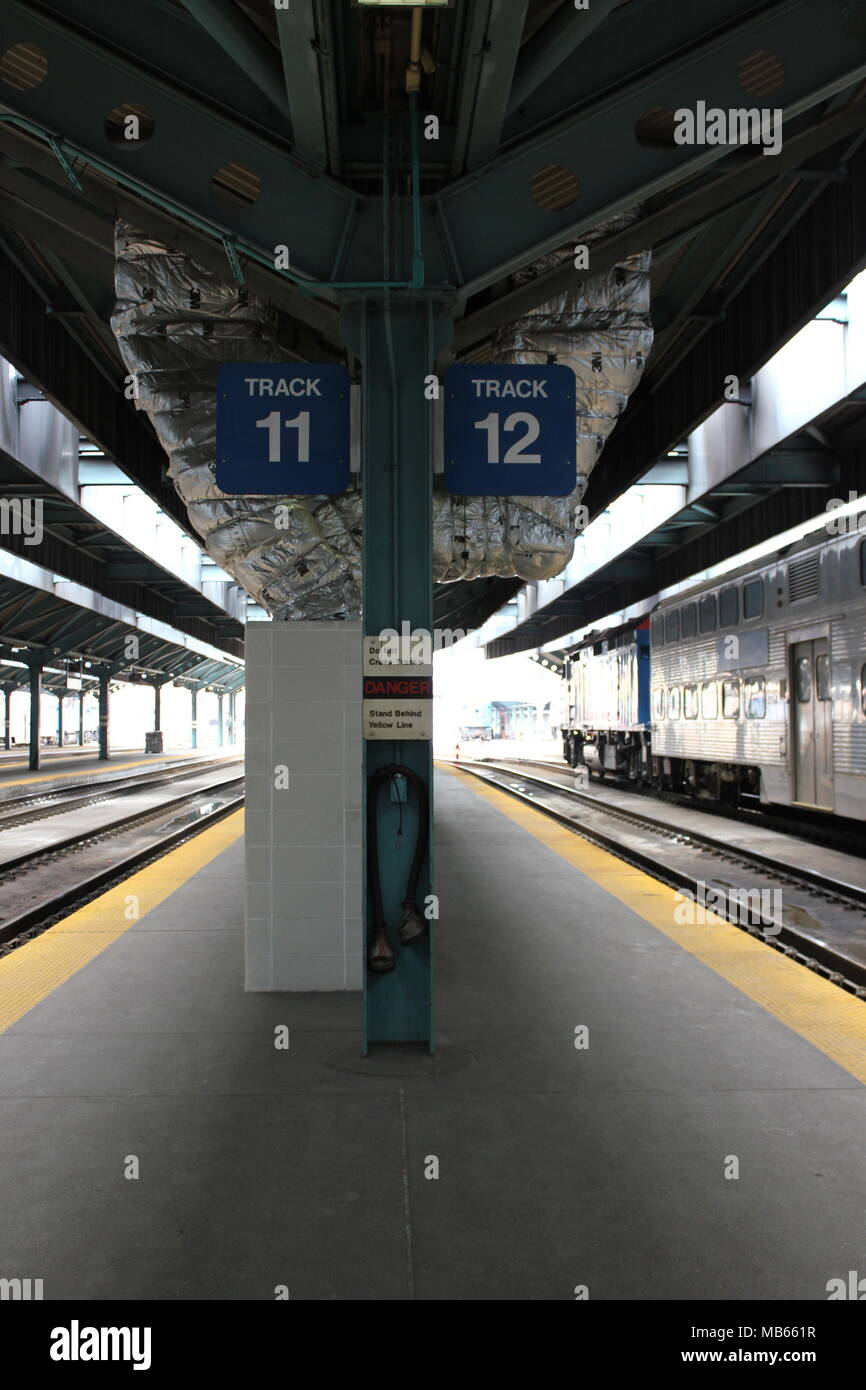 Le Nord-ouest du centre-ville de Chicago pour la gare des trains de banlieue Metra Banque D'Images
