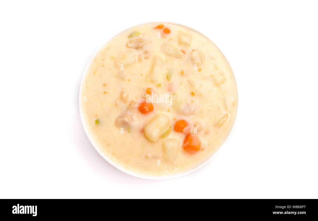 Clam Chowder dans un bol blanc Banque D'Images