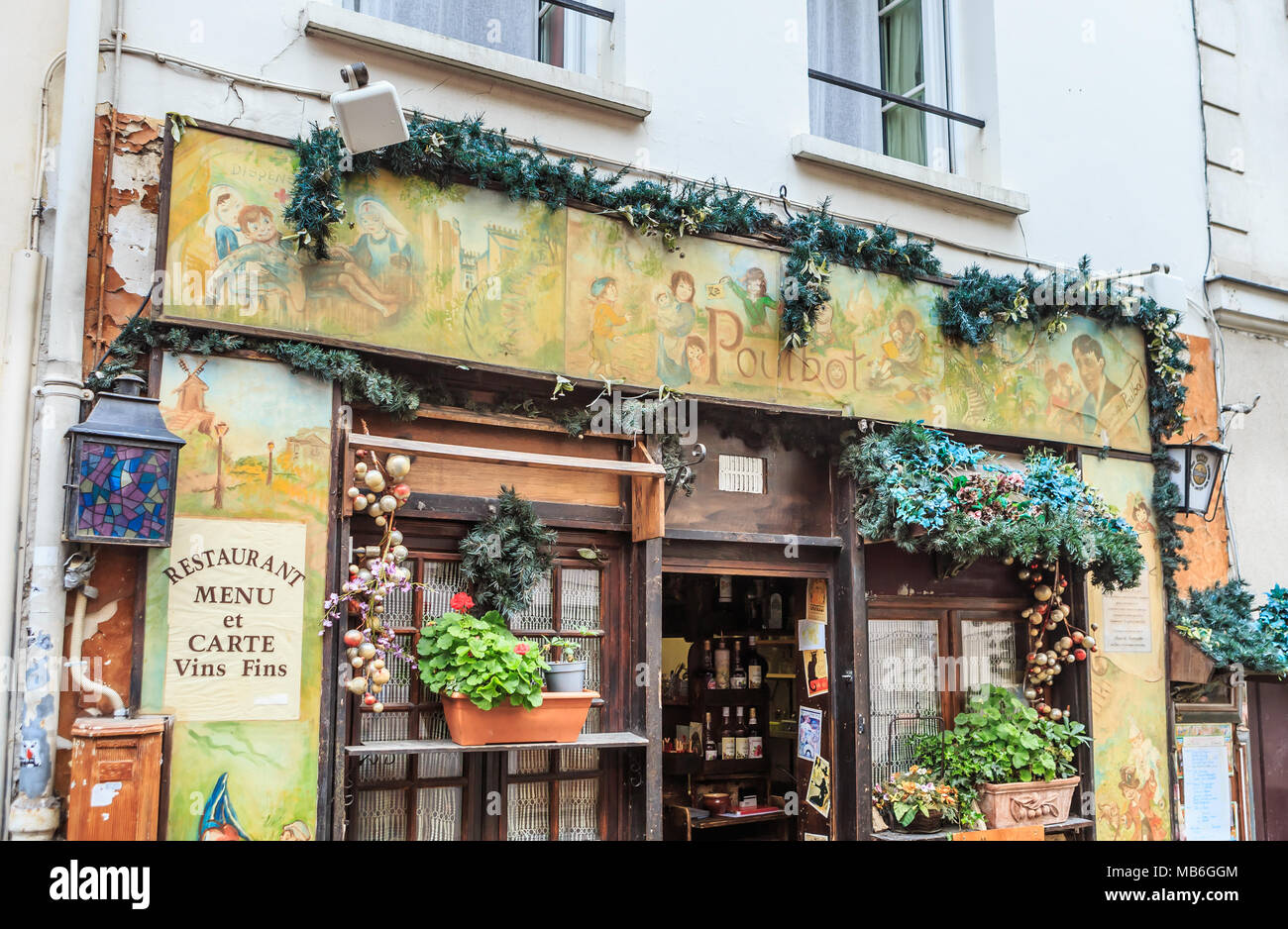 Restaurant Le Poulbot. Rue Le Poulbot. Montmartre, Paris Banque D'Images