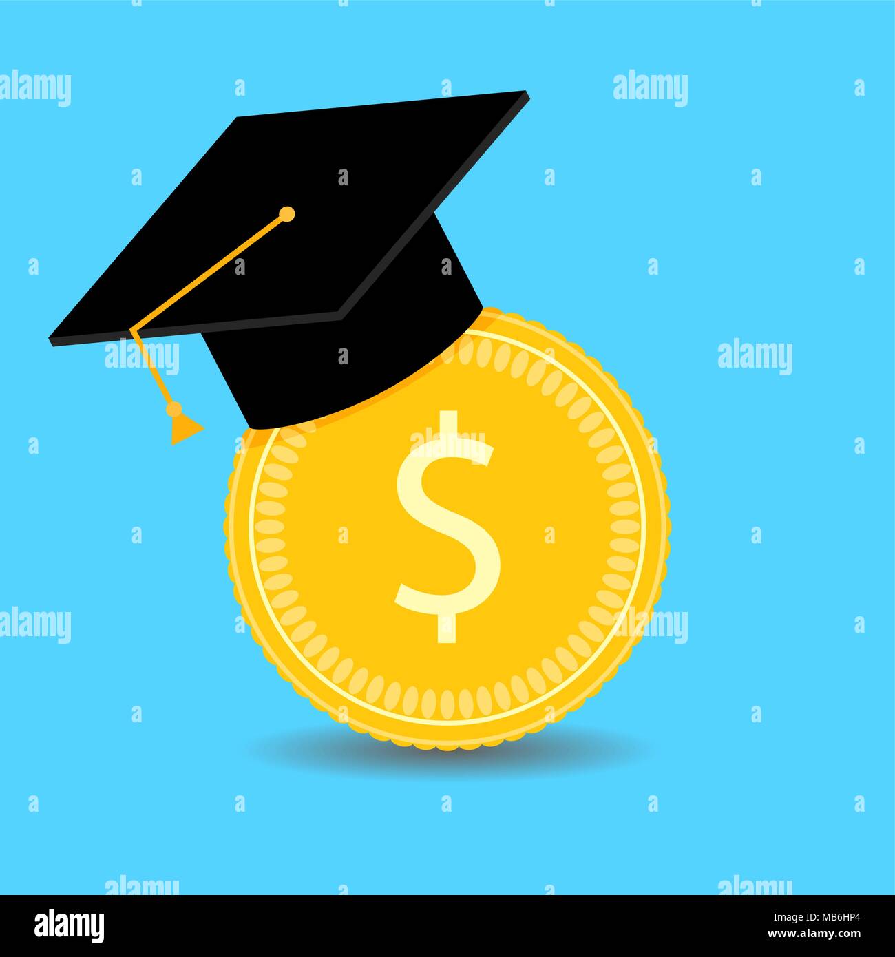 Les investissements financiers dans la formation. Vector graduation université, investir dans des bourses d'études de baccalauréat, illustration financière Illustration de Vecteur