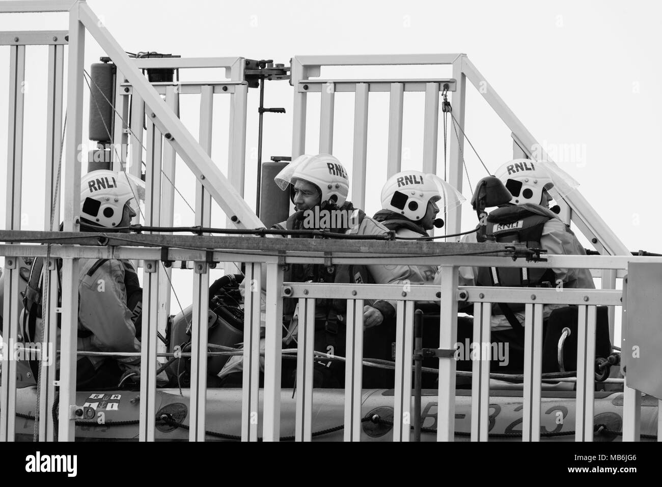 La RNLI à Garndolbenmaen celebtrated l'ouverture de leur Arancia Boathouse et le dévouement du véhicule de lancement pour embarcations de sauvetage côtier leur 'Margaret Banque D'Images