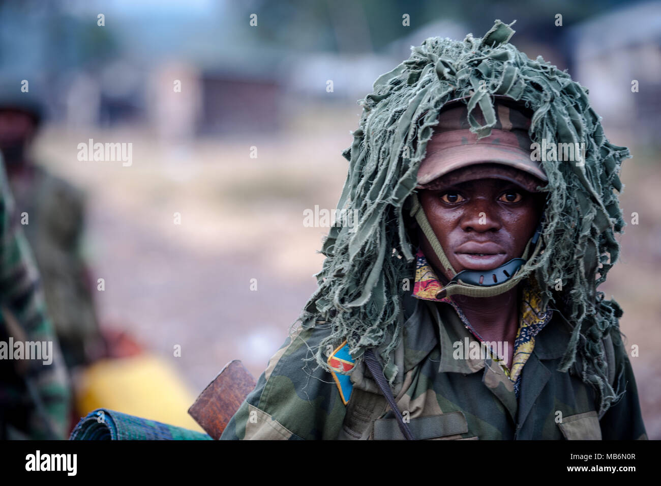 Un soldat du gouvernement de la RDC au cours du conflit avec la milice rwandaise parrainé M23 Banque D'Images
