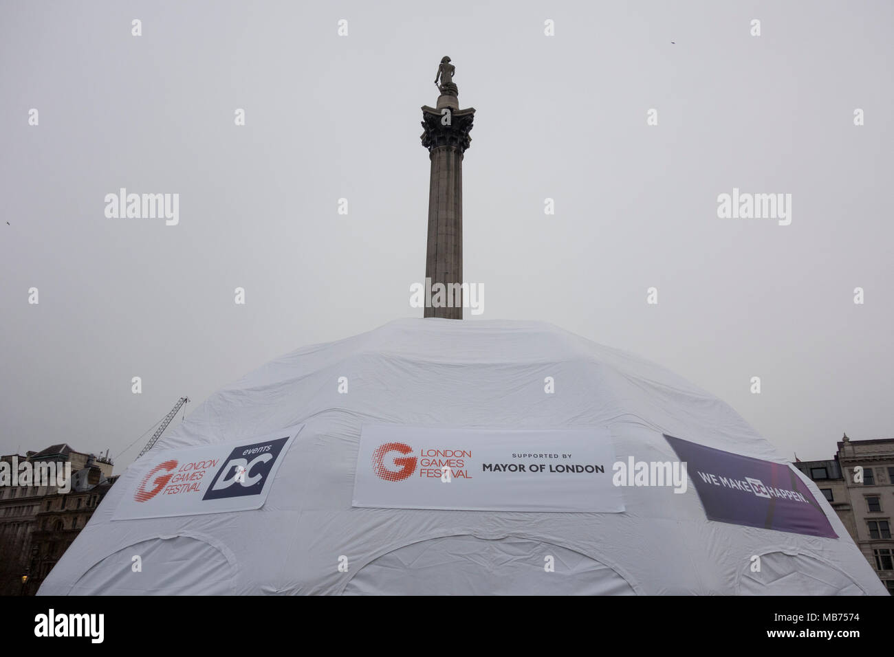 Londres, Royaume-Uni, le 7 avril 2018. Dans le cadre du Festival des Jeux de Londres, Trafalgar Square a été transformé pour la journée en une arène de jeux traditionnels avec la réalité augmentée et les jeux. ©Benjamin John /Alamy Live News Banque D'Images