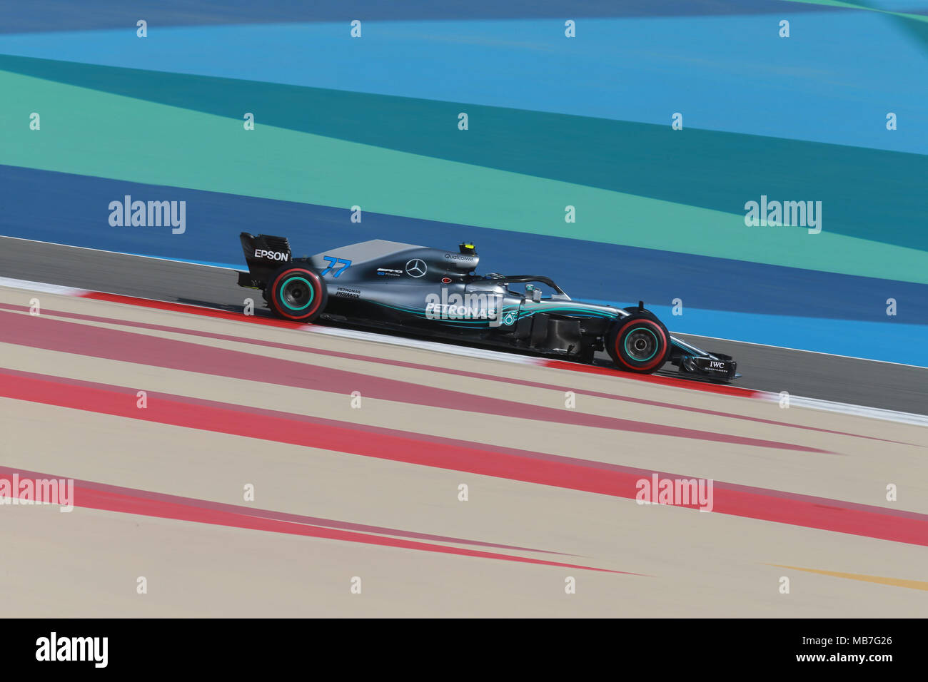 Sport Automobile : Championnat du Monde de Formule 1 de la FIA 2018, Grand Prix de Bahreïn,# 77 Valtteri Bottas (FIN, Mercedes AMG Petronas), dans le monde d'utilisation | Banque D'Images