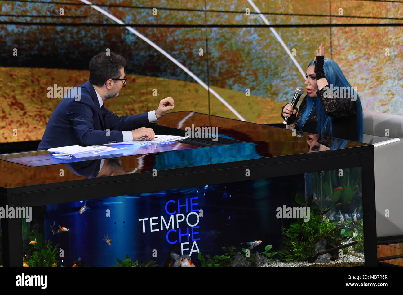 Milan, Loredana Berte ', chanteur, invité de l'émission de télévision Che tempo che fa. 08/04/2018, Milan, Italie Banque D'Images