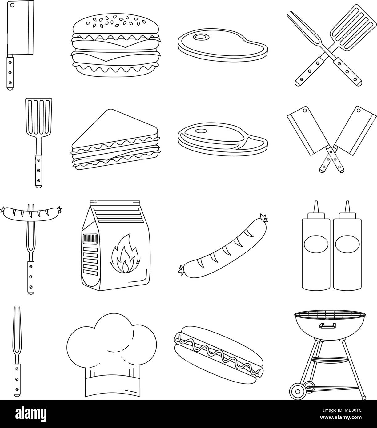 Les Dessins Au Trait Noir Blanc à Lextérieur Barbecue 16