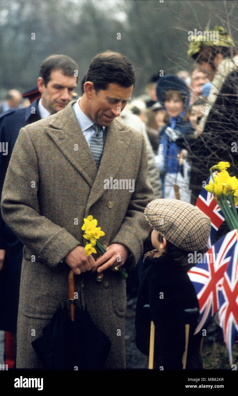 Le Prince Charles de Blists Hill au Musée en mars 1987 Son Altesse Royale le Prince de Galles Banque D'Images