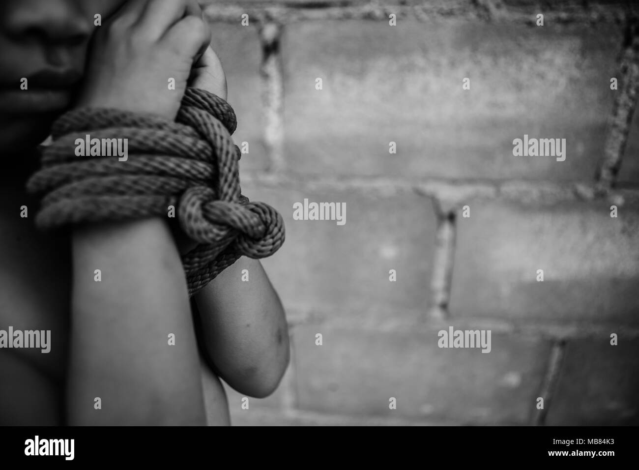 La traite des êtres humains, arrêter d'abuser la violence contre les enfants, la Journée des droits de l'concept. Banque D'Images