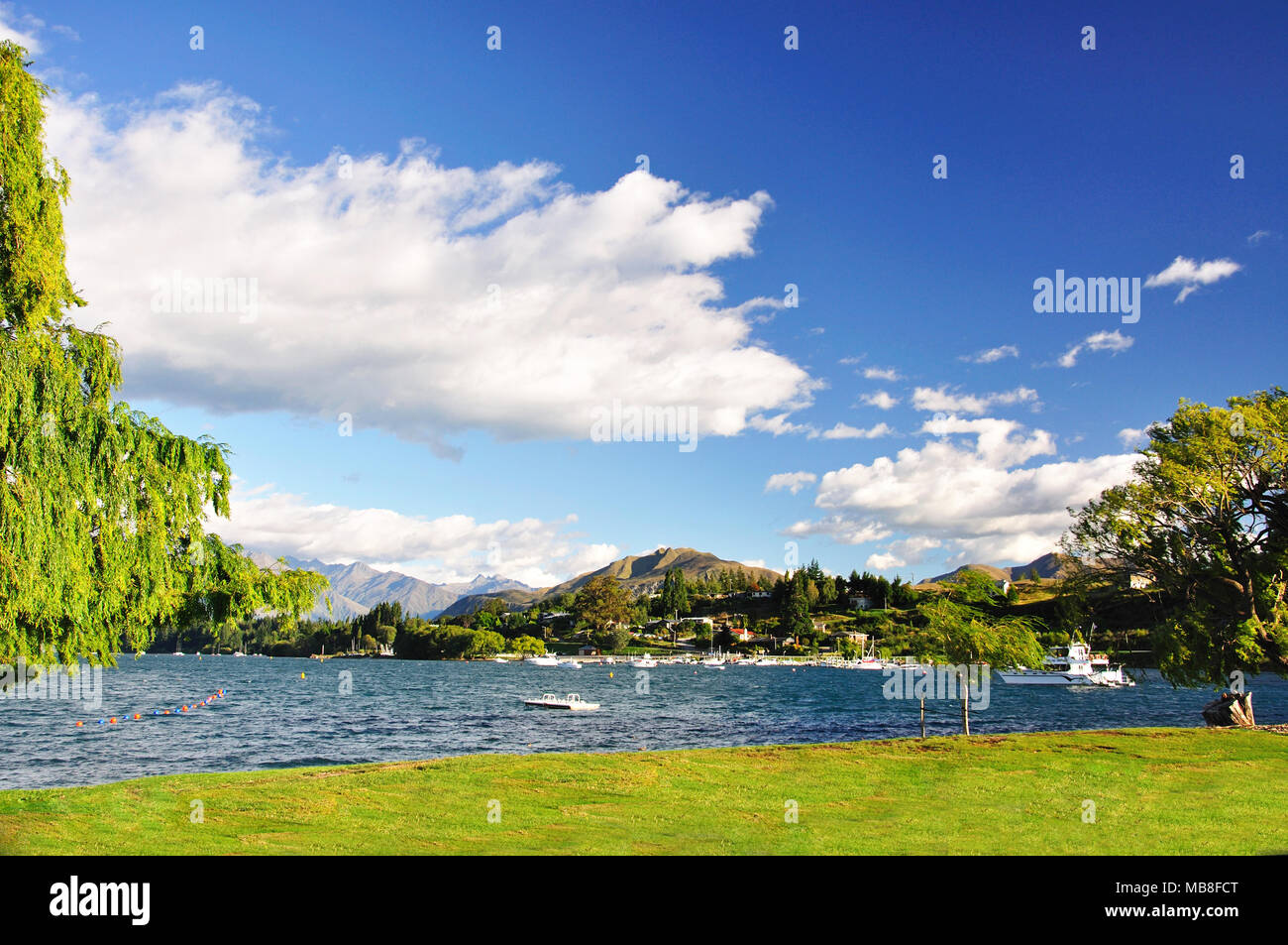 Tôt le matin sur le lac de Wanaka, Wanaka, Région de l'Otago, île du Sud, Nouvelle-Zélande Banque D'Images