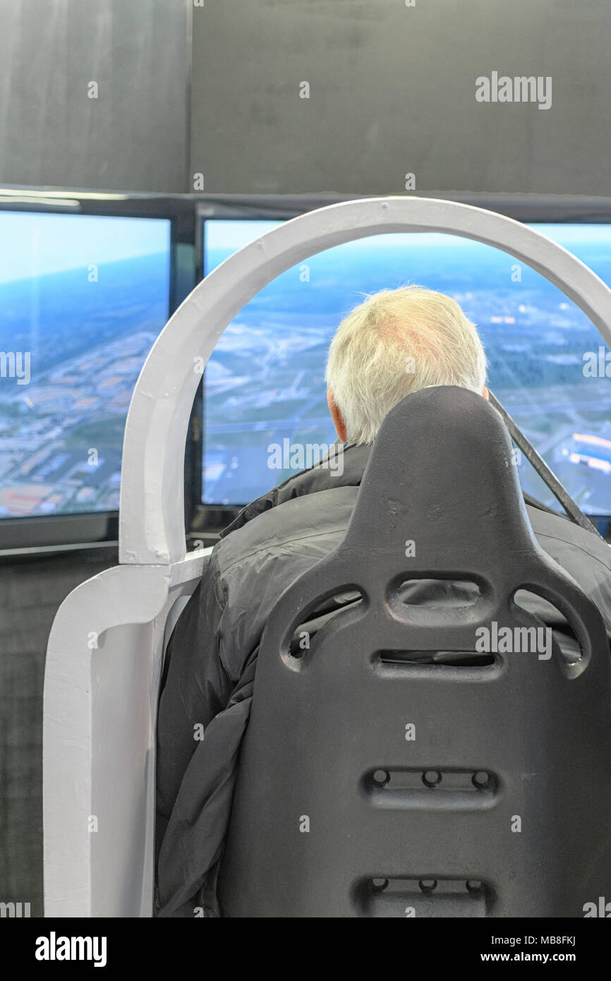 Simulateur de vol pour un petit avion de l'aéroport Springbank près de Calgary Alberta Canada Banque D'Images