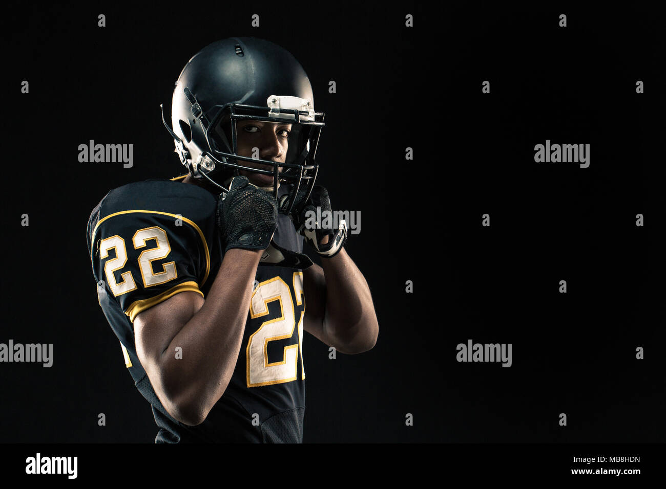 African American football player. Banque D'Images