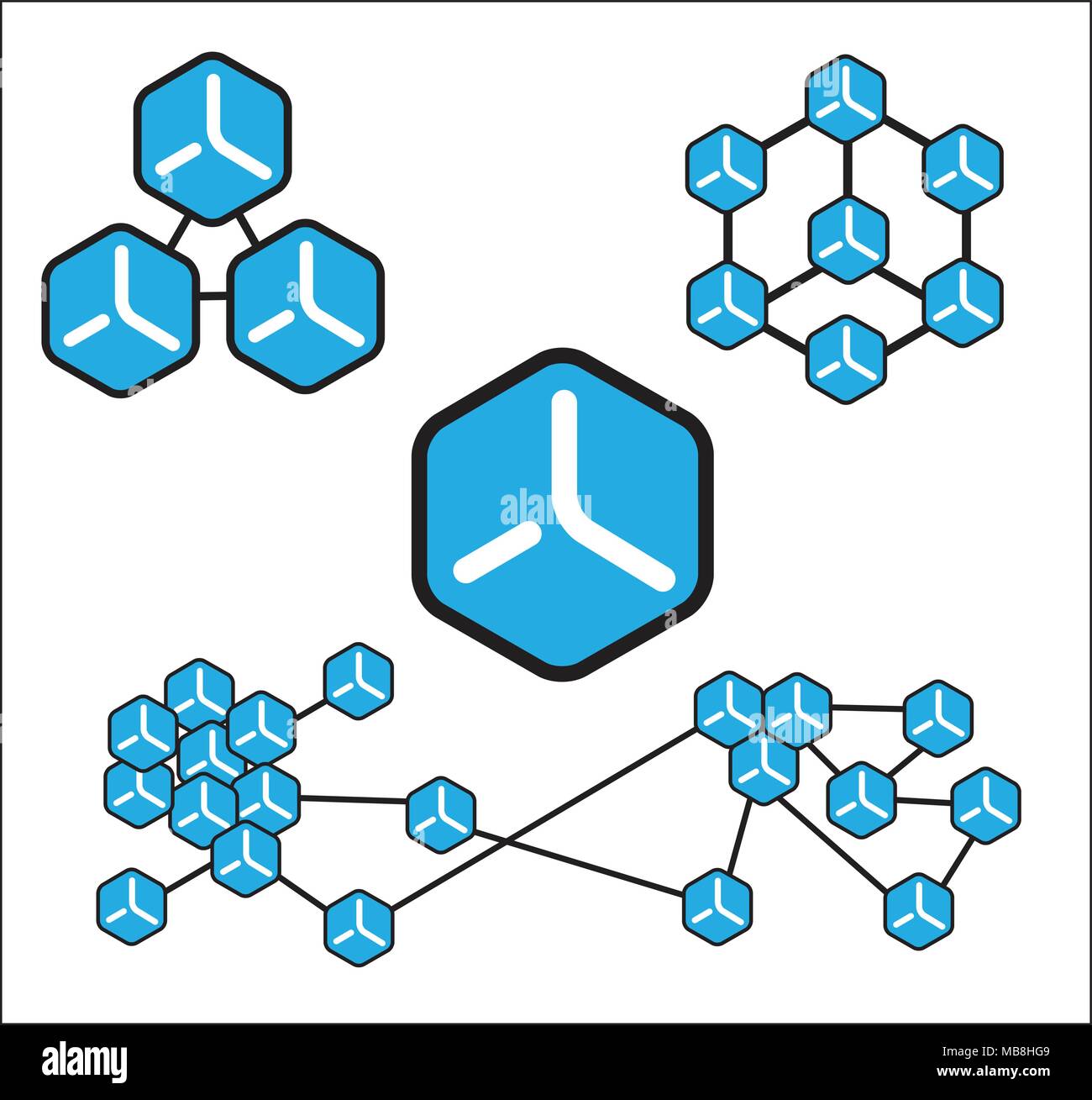 Bloquer la technologie de la chaîne graphique, logo, identité d'entreprise Illustration de Vecteur