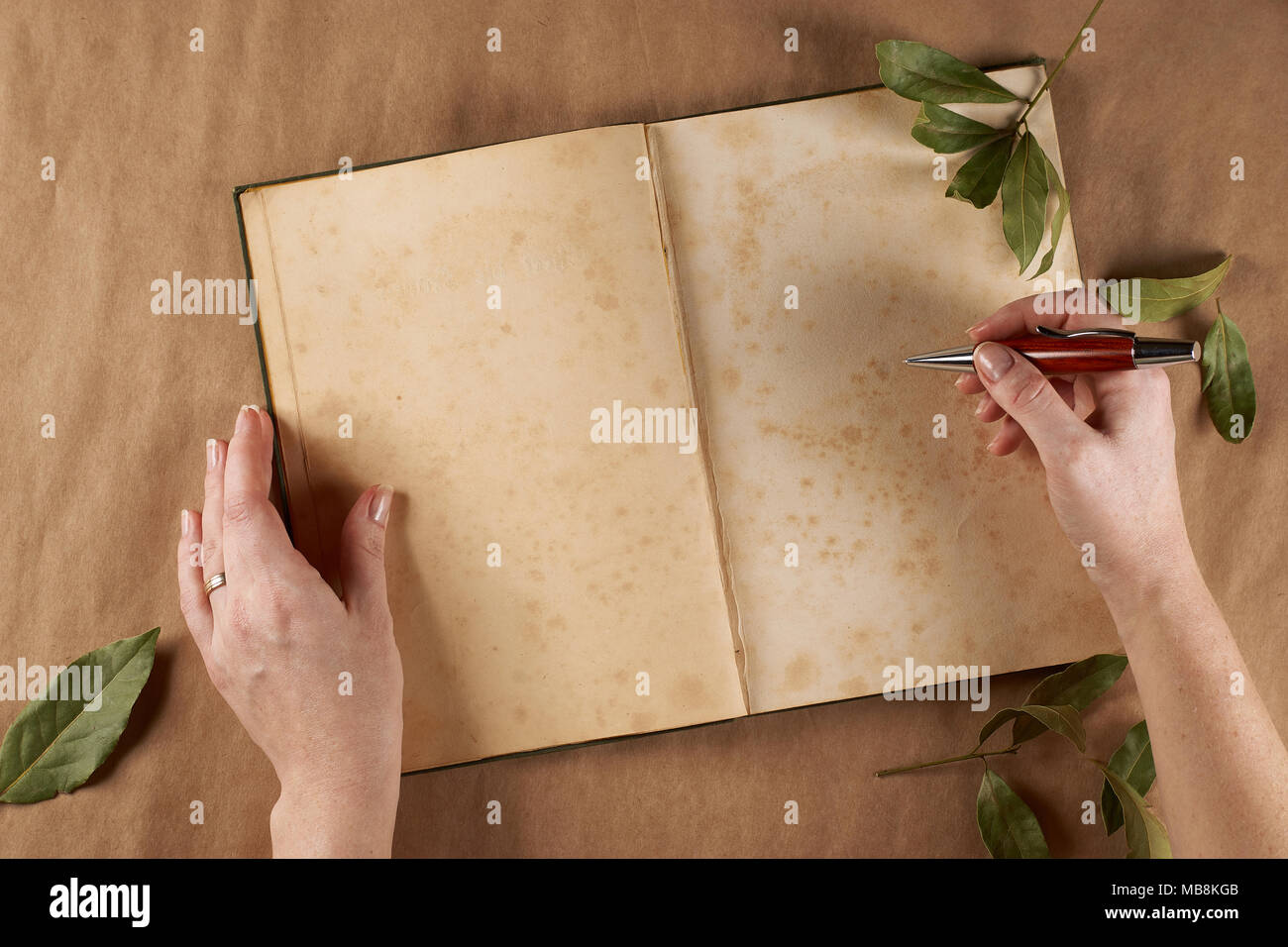 Vue de dessus, écrire une histoire, . Place pour le texte. Banque D'Images