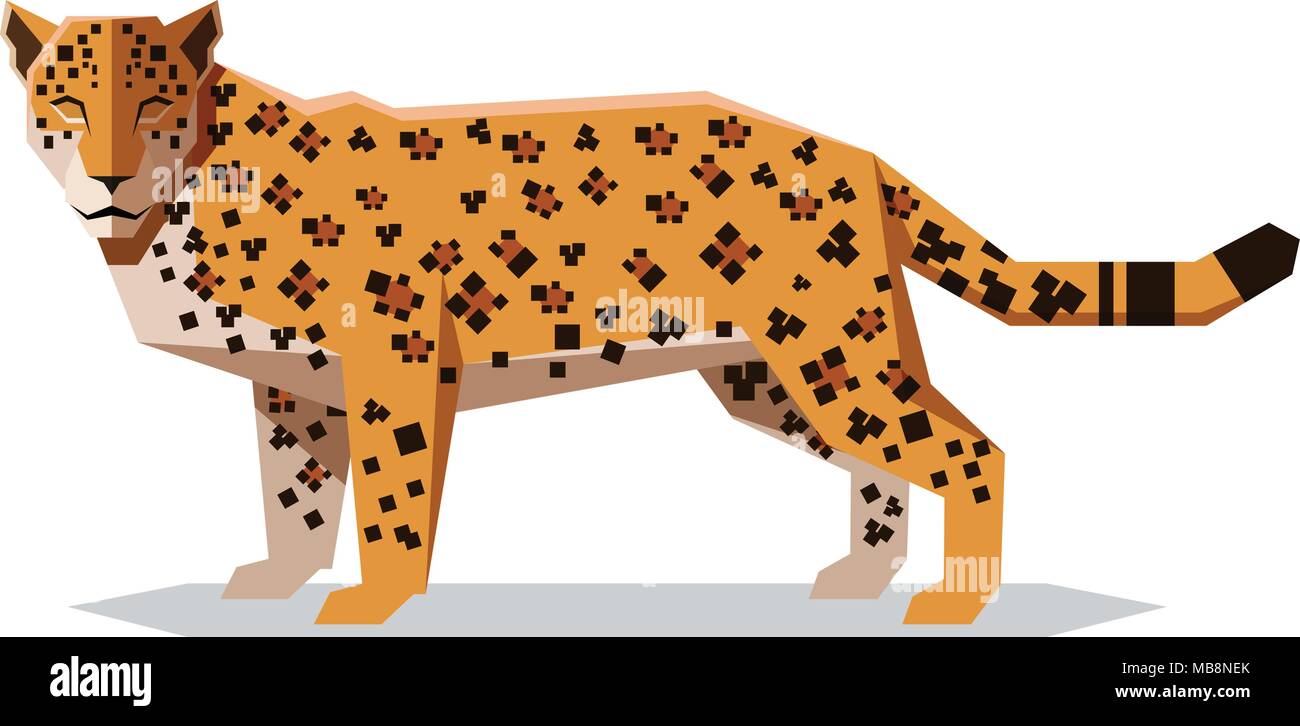 Image vectorielle du Jaguar polygonale plate Illustration de Vecteur