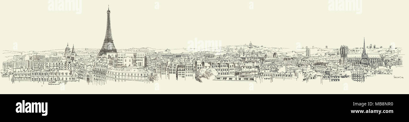 Paris panoramique / 100 Mo TIFF Banque D'Images