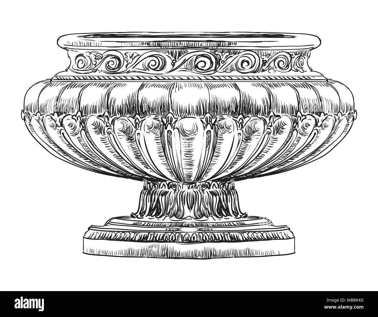 La Sculpture Antique vase rue main vecteur illustration de dessin en couleur noir isolé sur fond blanc Illustration de Vecteur