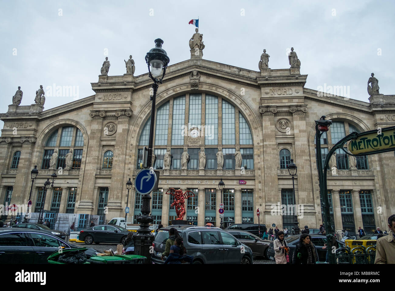 La Gare du Nord à Paris. Construit en 1846, il s'agit d'un important train sttaion en Europe. Banque D'Images