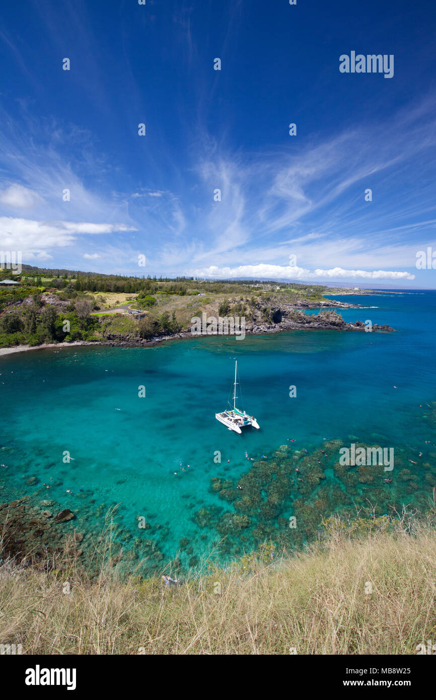 L'eau claire à Honolua Bay, Maui, Hawaii. Banque D'Images