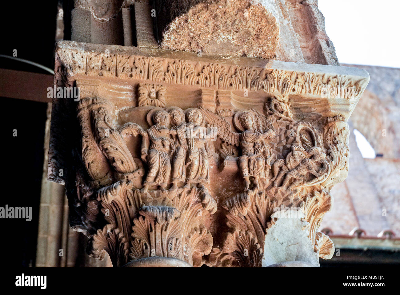 MONREALE, SICILE-Juin 8:close-up du cloître de l'abbaye,Monreale,Sicile,le Juin 8,2013. Banque D'Images