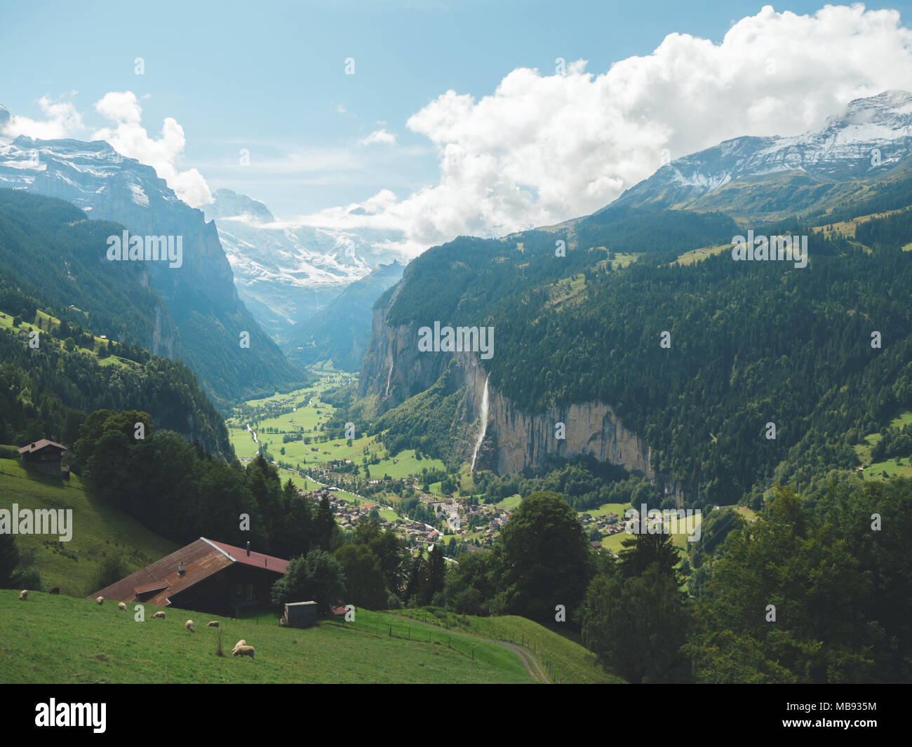 À plus d'infos sur le train jusqu'à la Jungfrau pendant les mois d'été. Banque D'Images