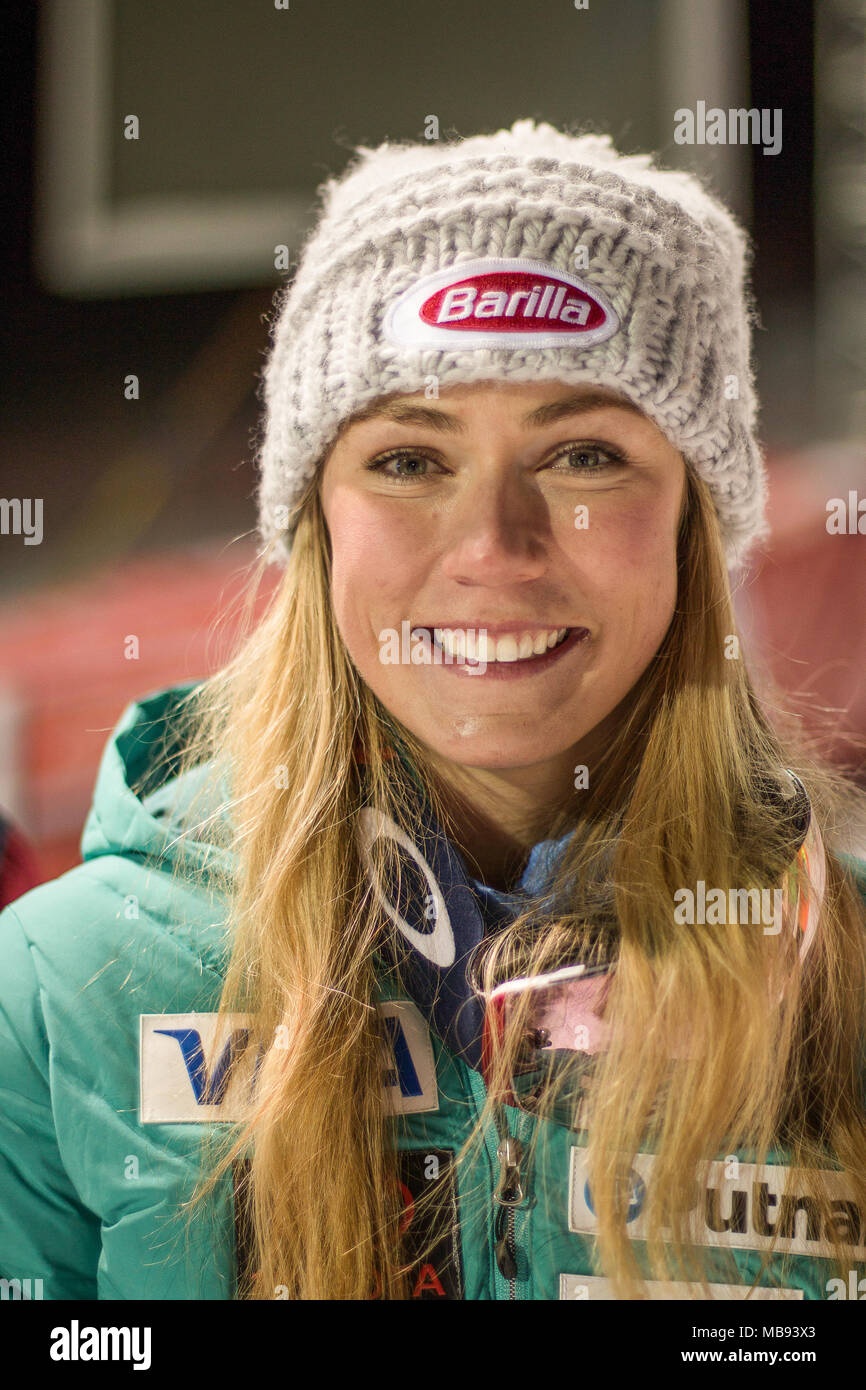 20 décembre 2017, Courchevel, Savoie, France, Mikaela Shiffrin portrait des Usa vainqueur du slalom parallèle de Courchevel Ski World Cup 2017 Chers Banque D'Images