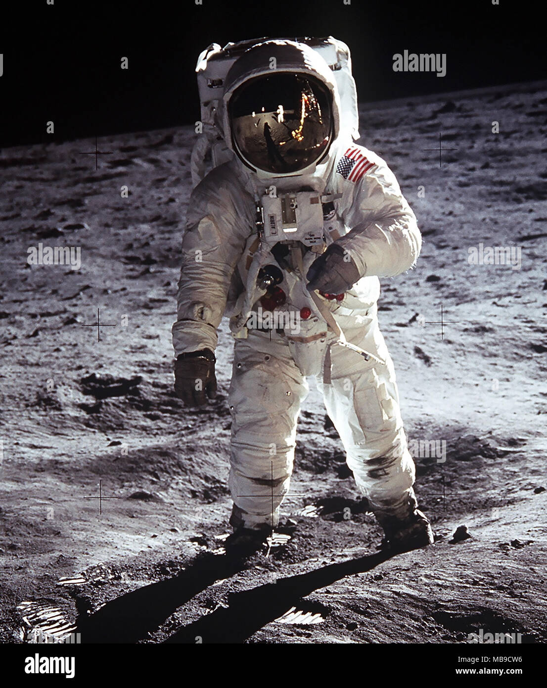 L'astronaute américain Buzz Aldrin sur la lune durant Apollo II le 21 juillet 1969 Banque D'Images