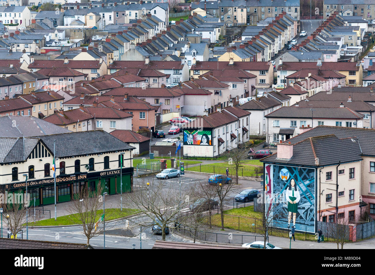 La zone Bogside, Derry, Londonderry Derry, Irlande du Nord, Royaume-Uni Banque D'Images