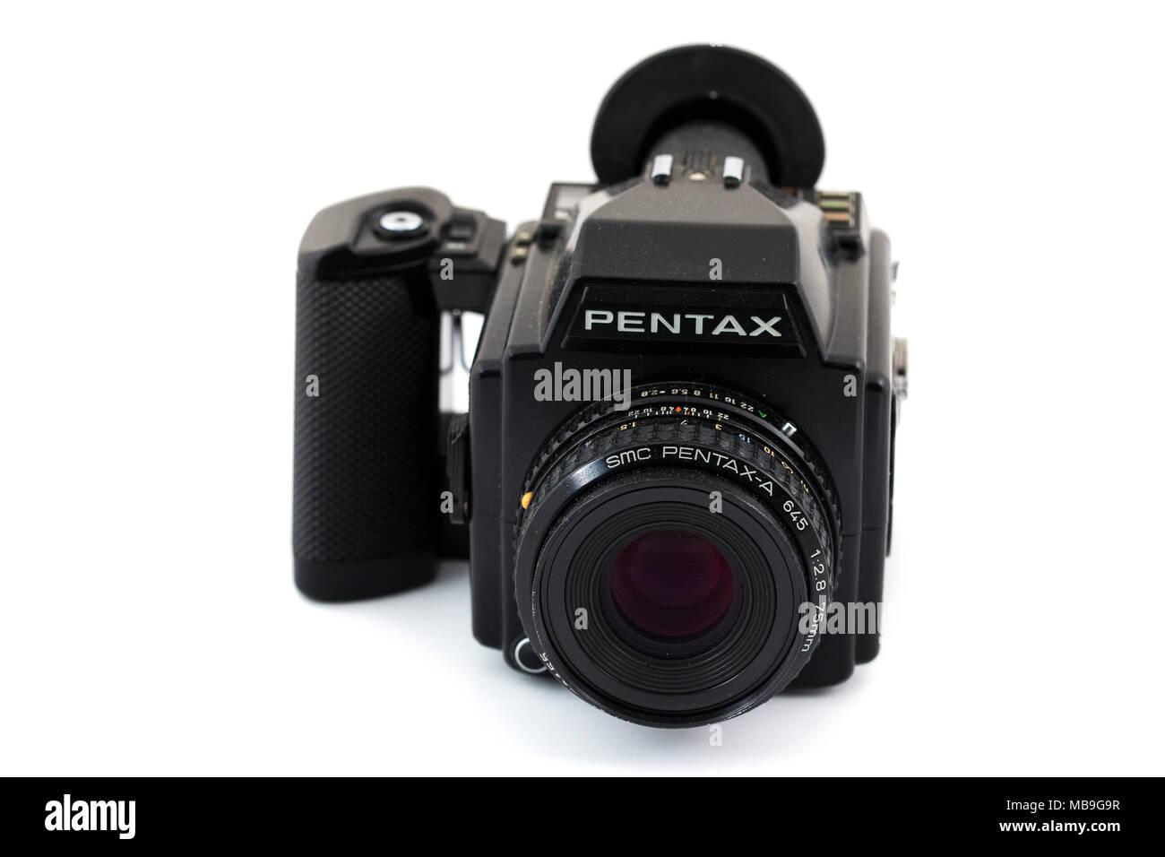 Vintage Film Appareil Blanc Fond isolé Banque D'Images