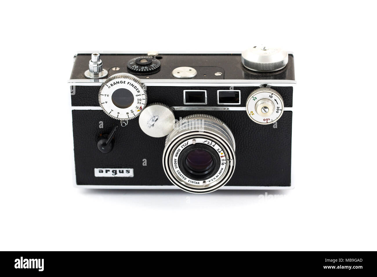 Vintage Film Appareil Blanc Fond isolé Banque D'Images