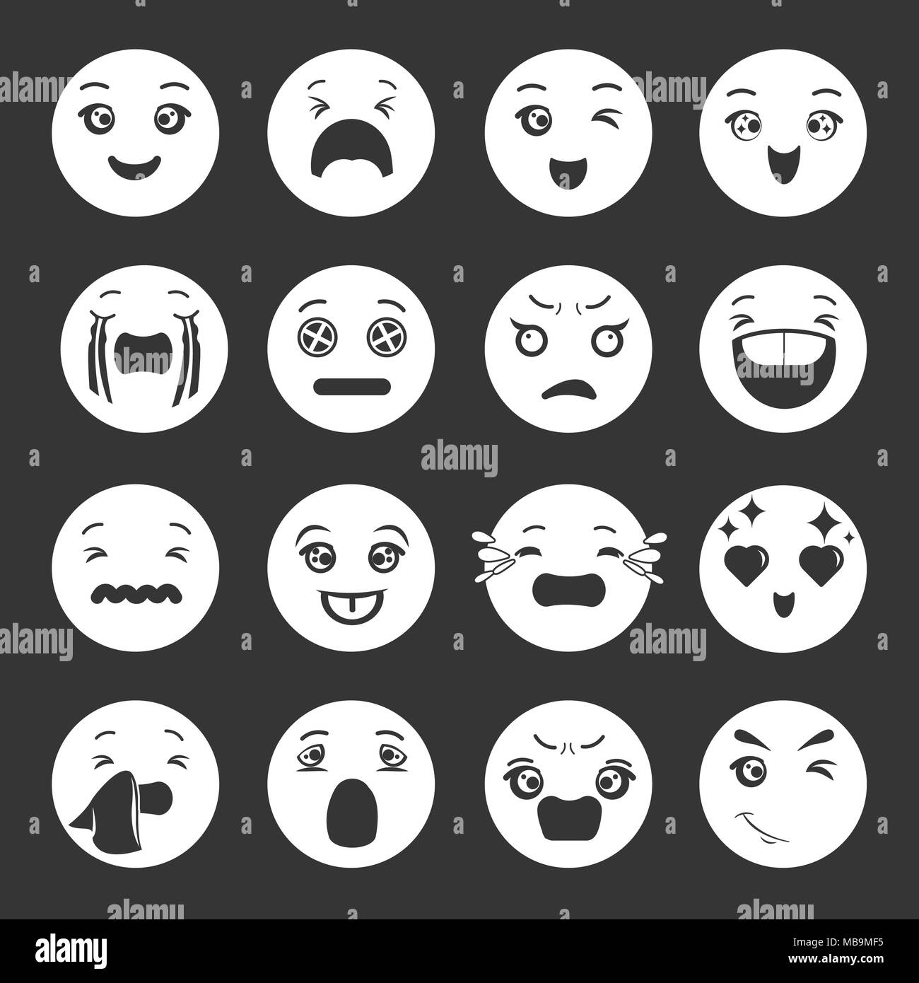 Smiles icons set vector gris Illustration de Vecteur