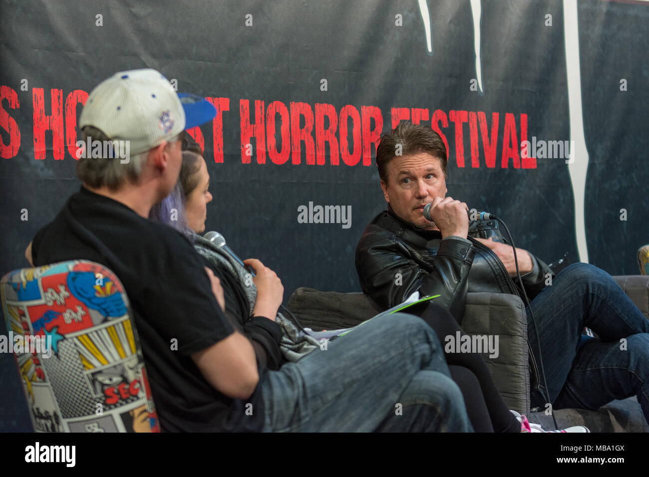 DORTMUND, ALLEMAGNE - le 8 avril : l'Acteur Lochlyn Munro (Freddy vs Jason, Scary Movie, charmé, Riverdale) au week-end d'Enfer, un jour deux (7-8 avril 2018) sur le thème de l'horreur fan convention. Photo : Markus Wissmann/Alamy Live News Banque D'Images