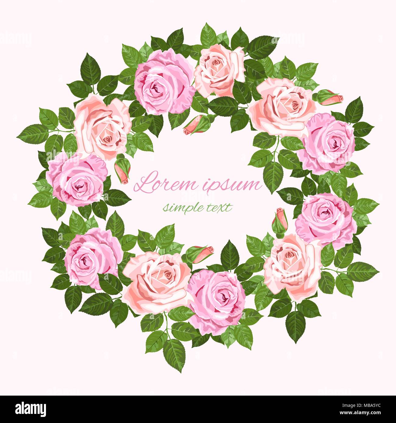 Vector save the date invitations de mariage rose et beige avec couronne de roses sur fond blanc. Floral design pour carte de souhaits Illustration de Vecteur