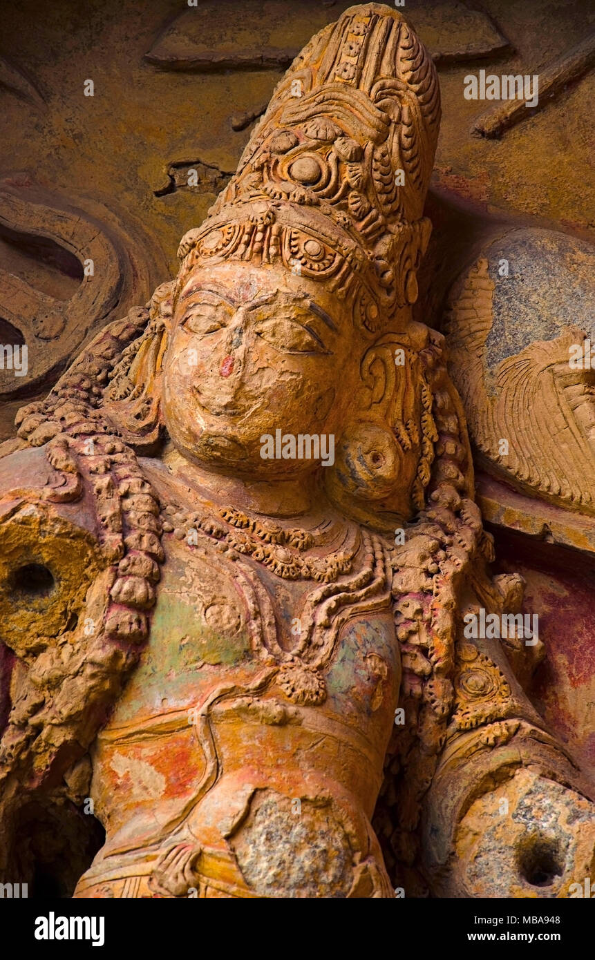 L'idole dans Temple Gangaikondacholapuram sculpté. Thanjavur, Tamil Nadu, Inde. A le plus grand temple de Shiva Lingam en Inde du Sud. Elle est devenue la capitale o Banque D'Images