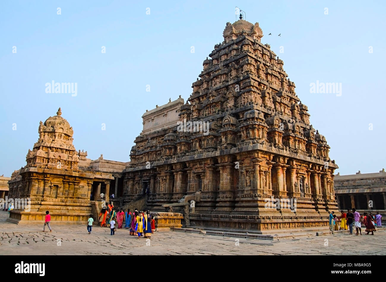 Temple d'Airavatesvara, Darasuram, près de Kumbakonam, Tamil Nadu, Inde. Temple de Shiva hindou de l'architecture, construit par curis-au-mont-II dans le 12ème Banque D'Images