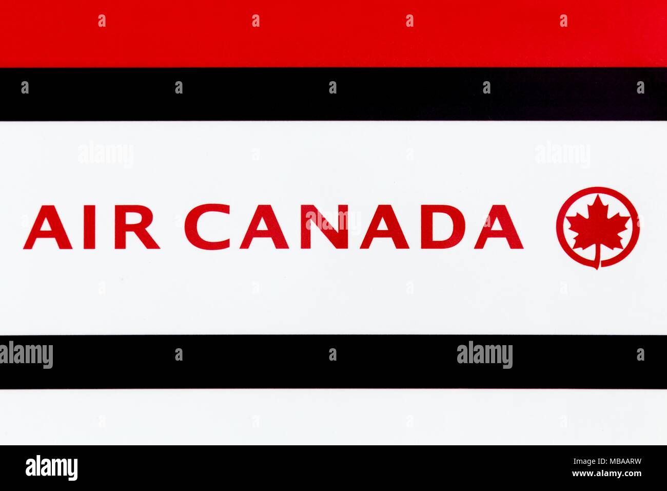 Colombier-Saugnieu, France - 22 mars 2018 : Air Canada logo sur un panneau. Air Canada est le transporteur aérien national et plus grande compagnie aérienne du Canada Banque D'Images