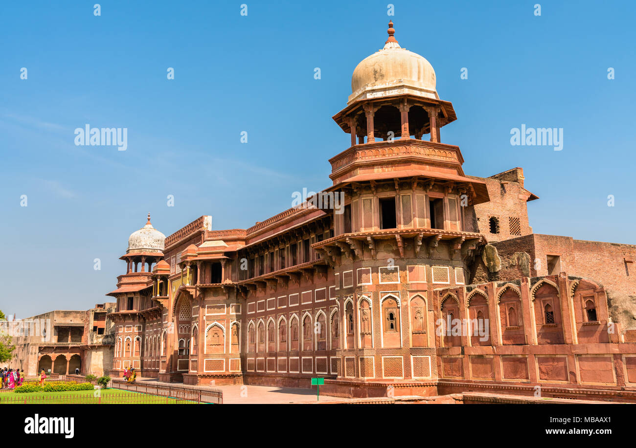 Jahangir Palace au Fort d'Agra. Site du patrimoine mondial de l'UNESCO en Inde Banque D'Images