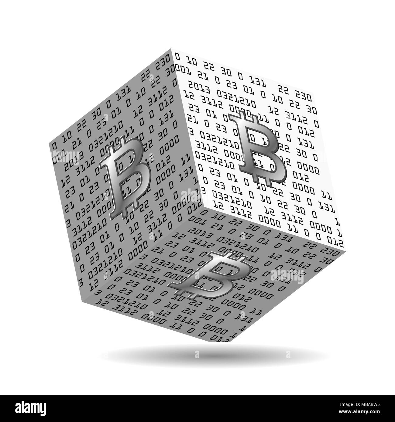 Bloc physique bitcoin avec signe sur elle. Élément de design moderne. Banque D'Images