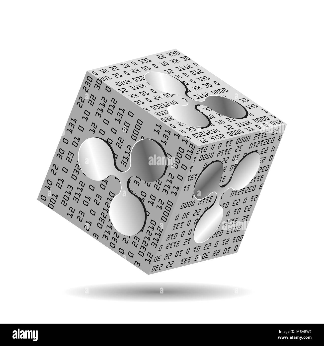 Bloc 3D avec l'icône d'ondulation sur chaque côté. Élément de design monochrome. Banque D'Images