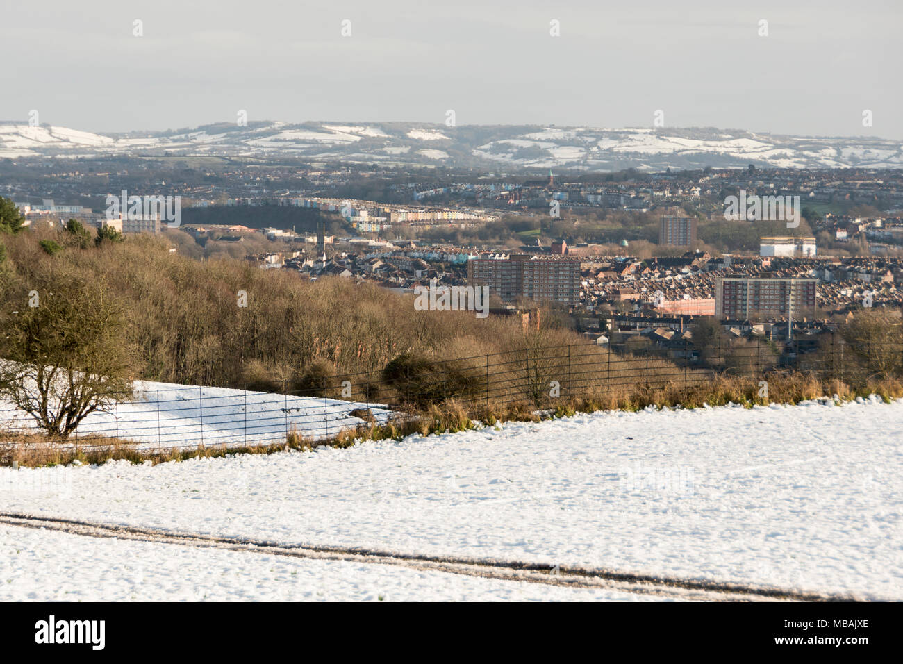 Vues sur la ville de Bristol de l'Ashton Court Estate près de Bristol, Royaume-Uni Banque D'Images