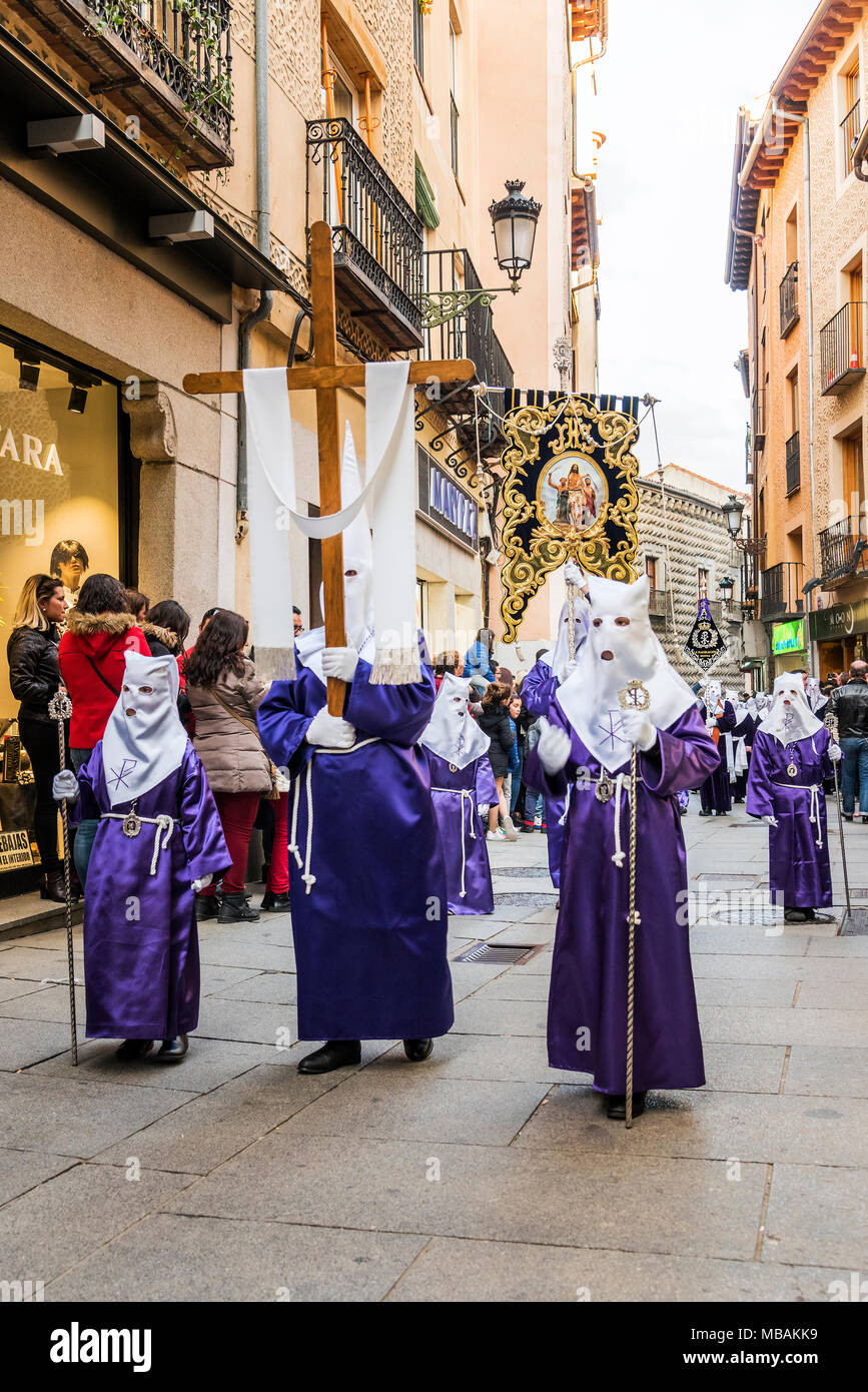 Procession de la Semaine Sainte à Ségovie, Castille et Leon, Espagne Banque D'Images
