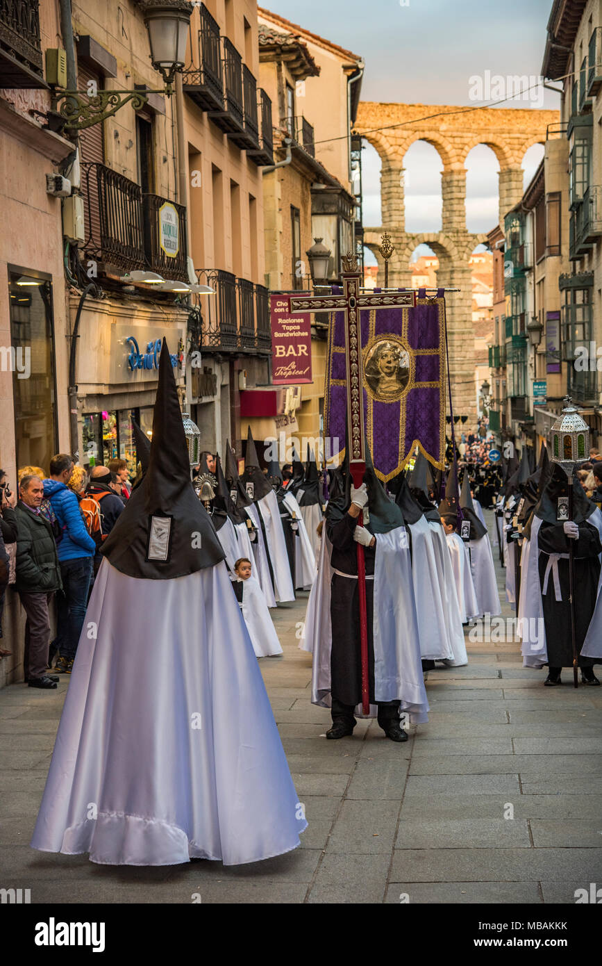Procession de la Semaine Sainte à Ségovie, Castille et Leon, Espagne Banque D'Images