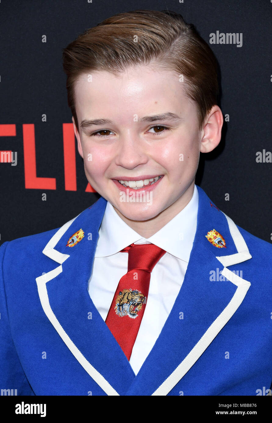 Hollywood, CA, USA. Apr 9, 2018. Maxwell Jenkins. L'NETFLIX ''Perdu dans l'espace'' Saison 1 Premiere événement tenu au Arclight Cinerama Dome d'Hollywood. Credit : Birdie Thompson/AdMedia/ZUMA/Alamy Fil Live News Banque D'Images