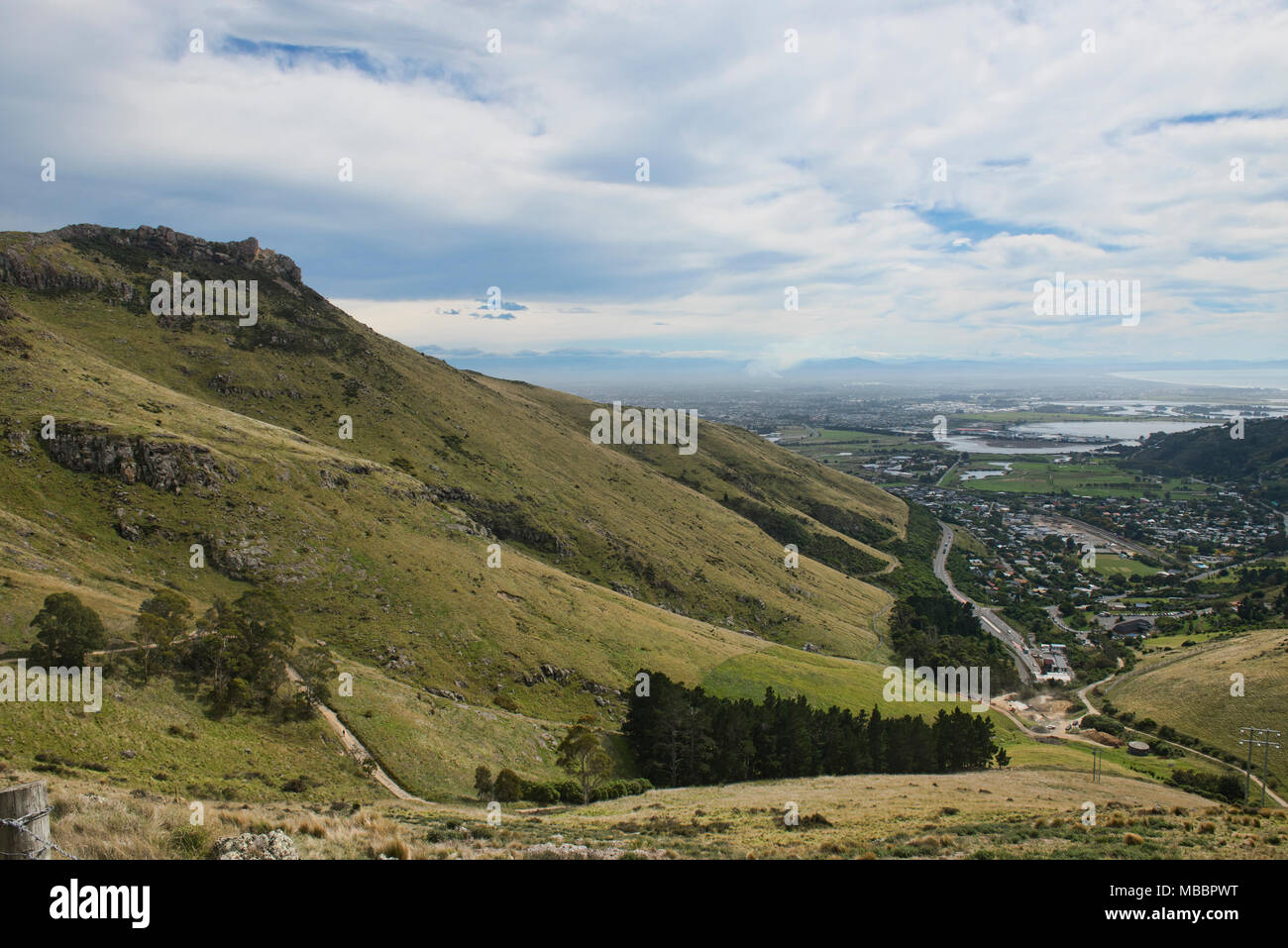 En haut de l'allée cavalière la voie, l'itinéraire initial entre le port Lyttelton et Christchurch, Nouvelle-Zélande Banque D'Images