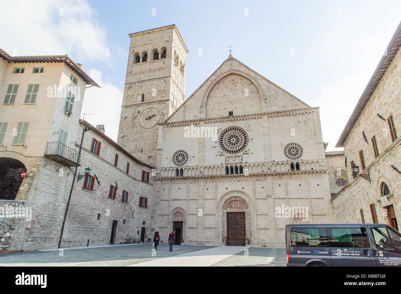 ASSISI, ITALIE - Le 23 janvier 2010 : San Rufino ou Rufinus d'assise est une église à Assise, en Italie. Assise est célèbre pour le lieu de naissance de Saint Fran Banque D'Images