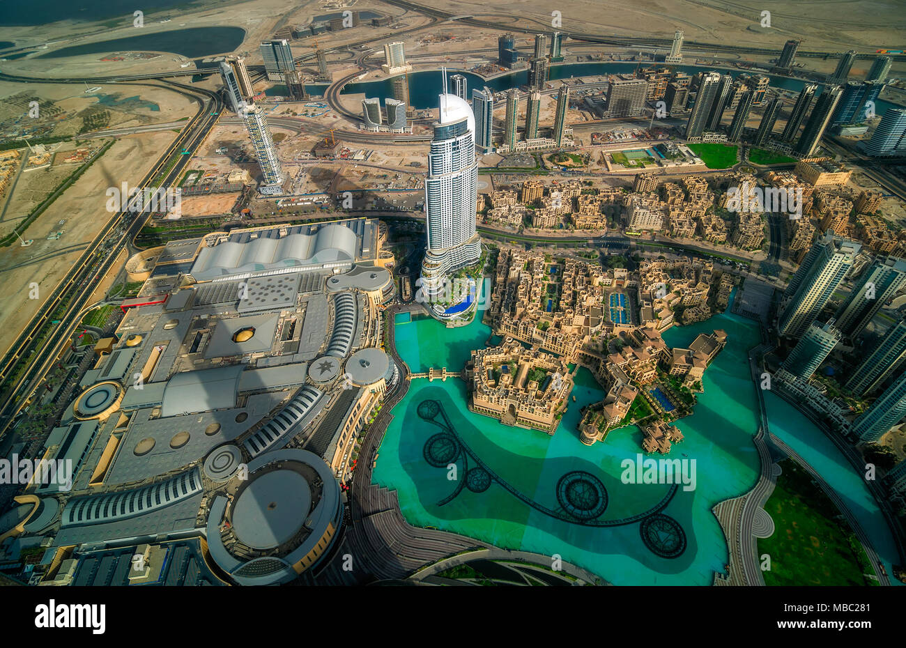 Vue Aérienne Du Centre Ville De Dubaï Par Le Coucher Du